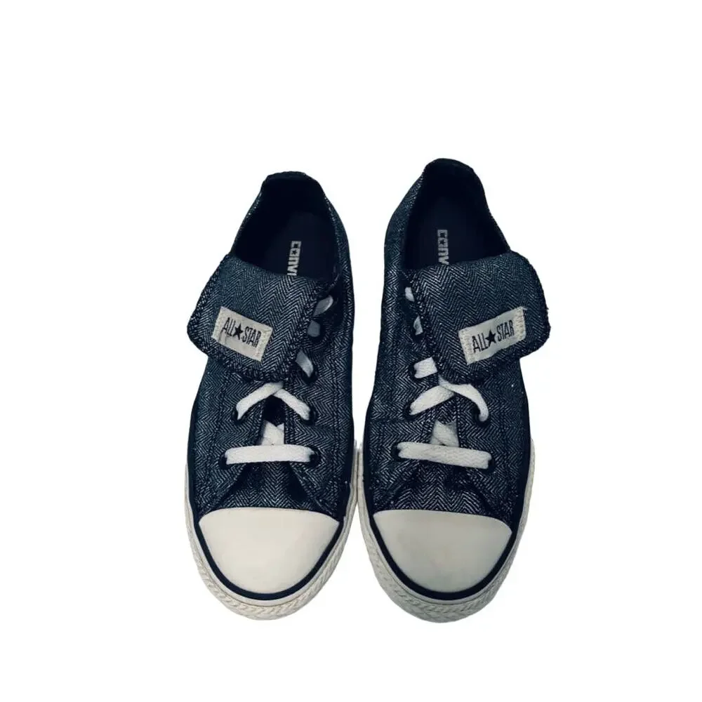 Converse All Star Mega Tongue Ox Shoes Sneakers Black Shimmer 632573F Jr. Size 2